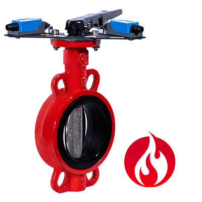 Затвор дисковый межфланцевый Ridval RVB 01 DN032 корп чугун, диск НЖ,с УКП о/з.IP64 КРАСНЫЙ
