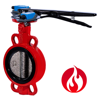Затвор дисковый межфланцевый Ridval RVB 01 DN032 корп чугун, диск НЖ,с УКП о/з.IP64 КРАСНЫЙ